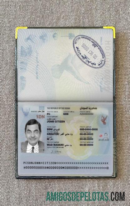 Visual fotográfico do Passe do Sudão exemplo real